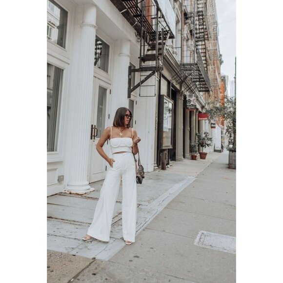 ORSEUND IRIS White Ribbed Knit Square Neck Cropped Tube Tank Top, Size S - Picture 2 of 15